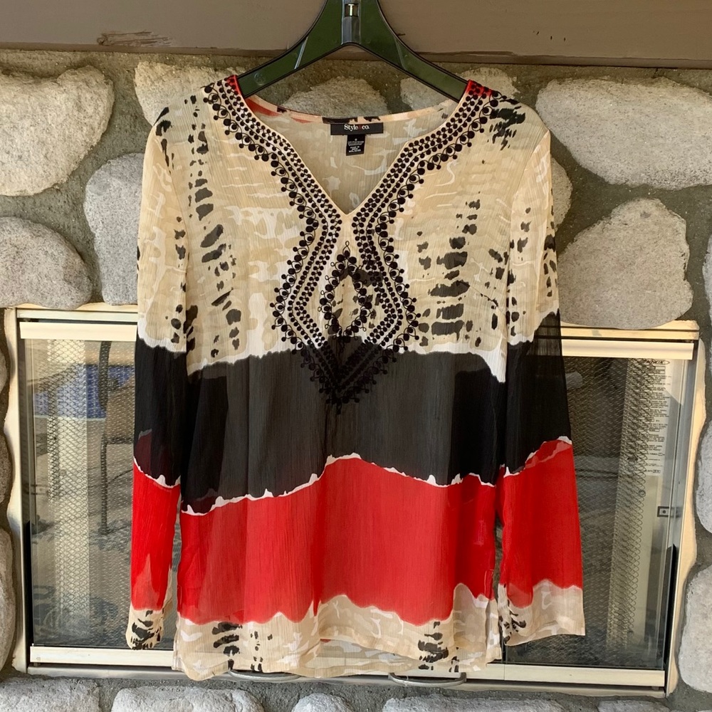 Style & Co Embroidered Tunic Top & Cami Small